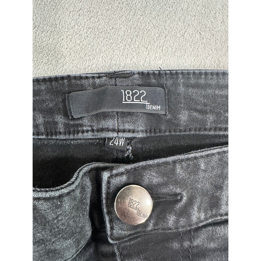 1822 Denim Womens Plus Size 24W Black Skinny Ankle Jeans Stretch Cropped Pants - Picture 5 of 10